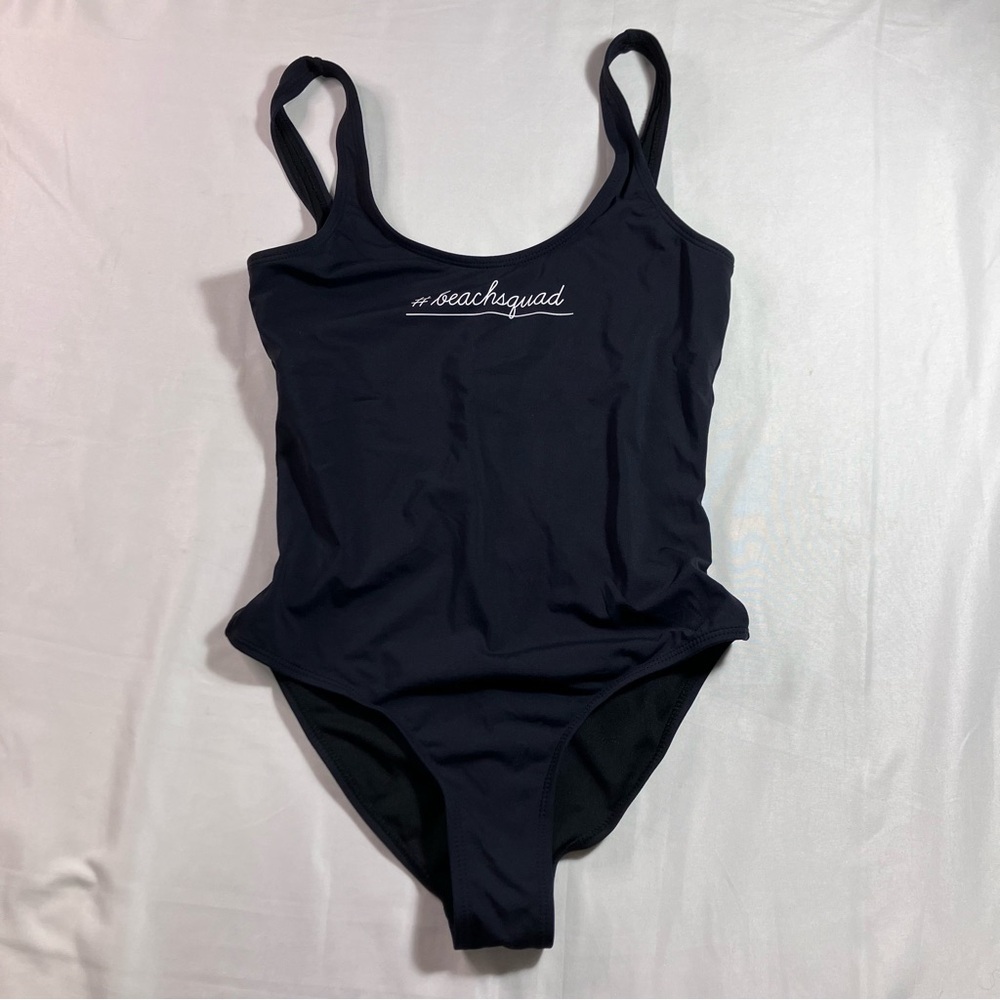 Garage Black High Cut One Piece Beach Swimsuit Low Back Womens XS
